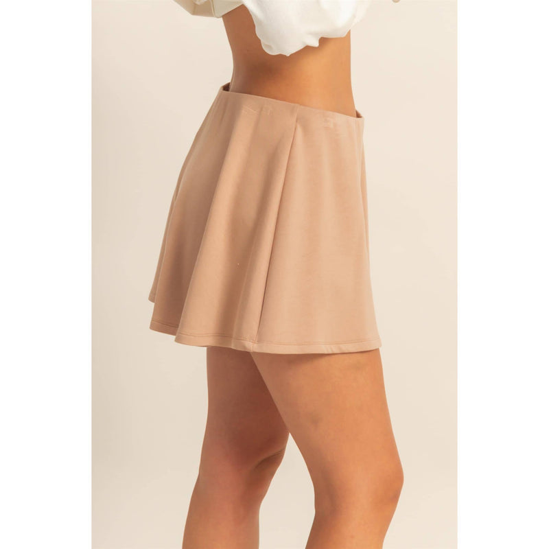 Flirty Scuba Mid Waist Skort-Deep Green