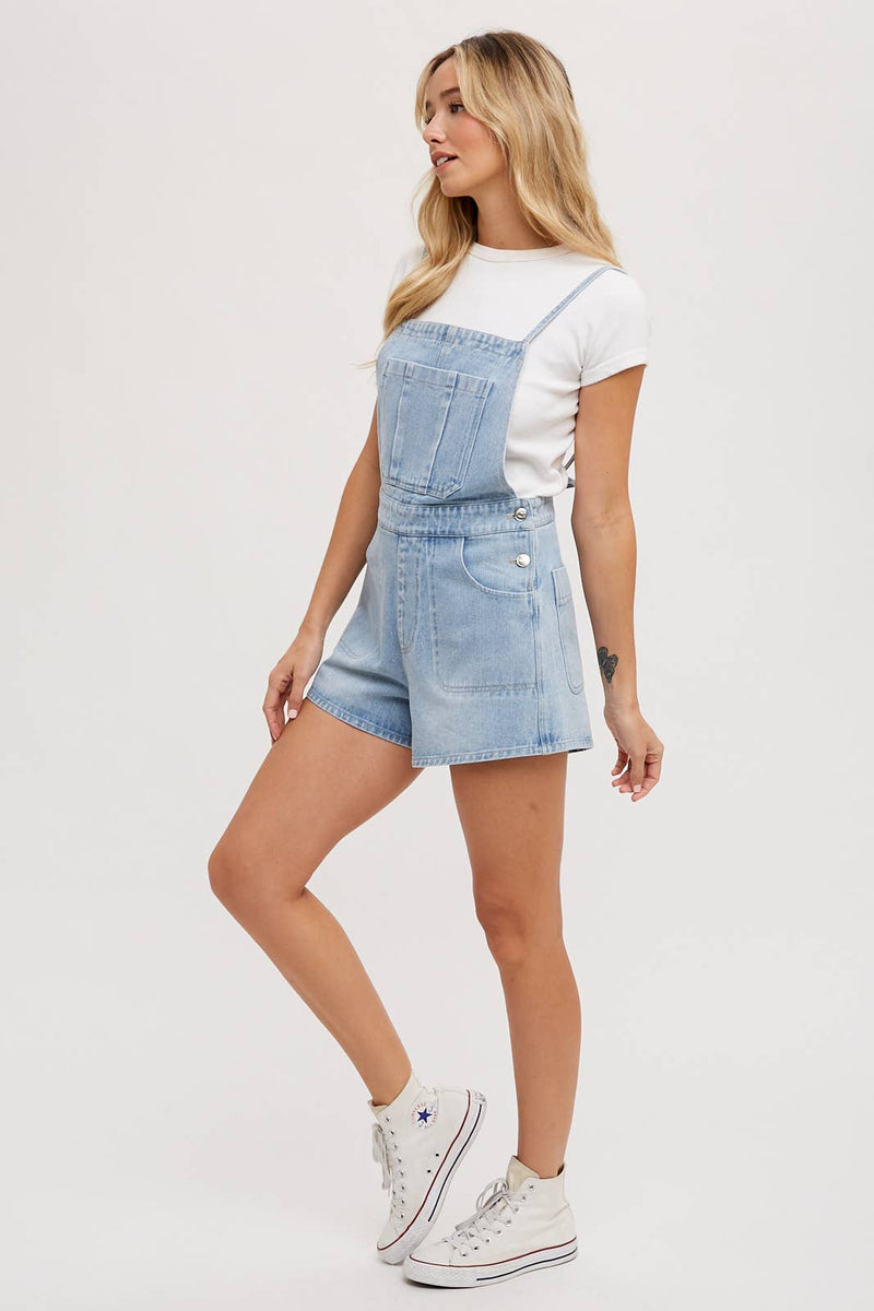 Bow Tie Denim Overall Shorts