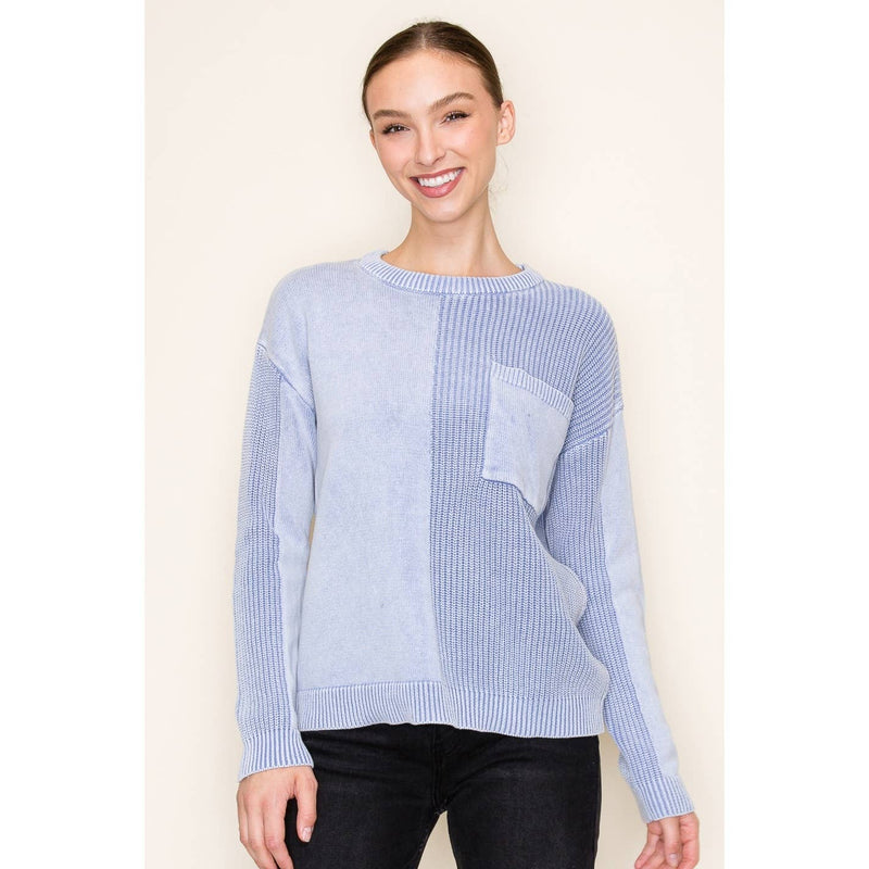 Amelia Detailed Crew Sweater- Taupe