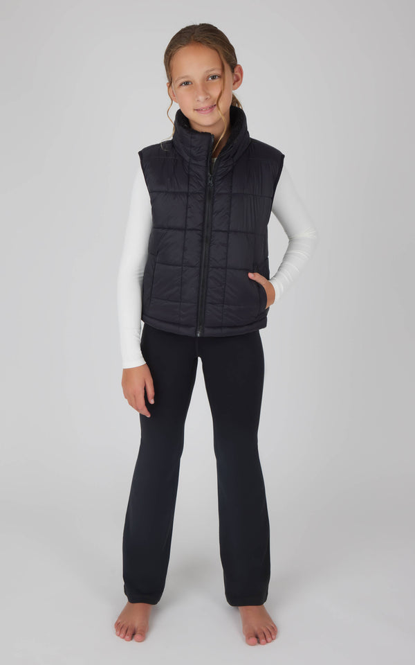 Girls Quilted Sherpa Lining Vest & Long Sleeve