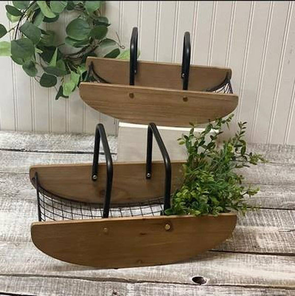 Wood/Wire Rocking Baskets- Two Sizes