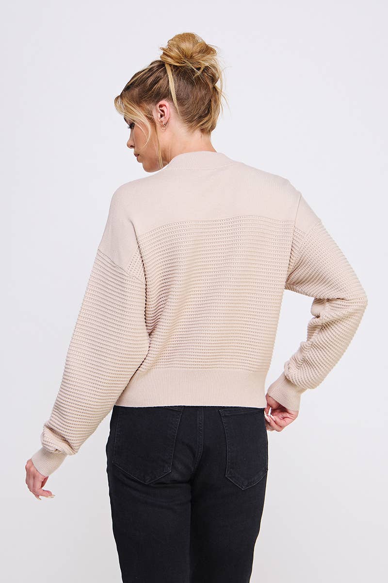 Dolman Half Zip Twin Texture Rib
