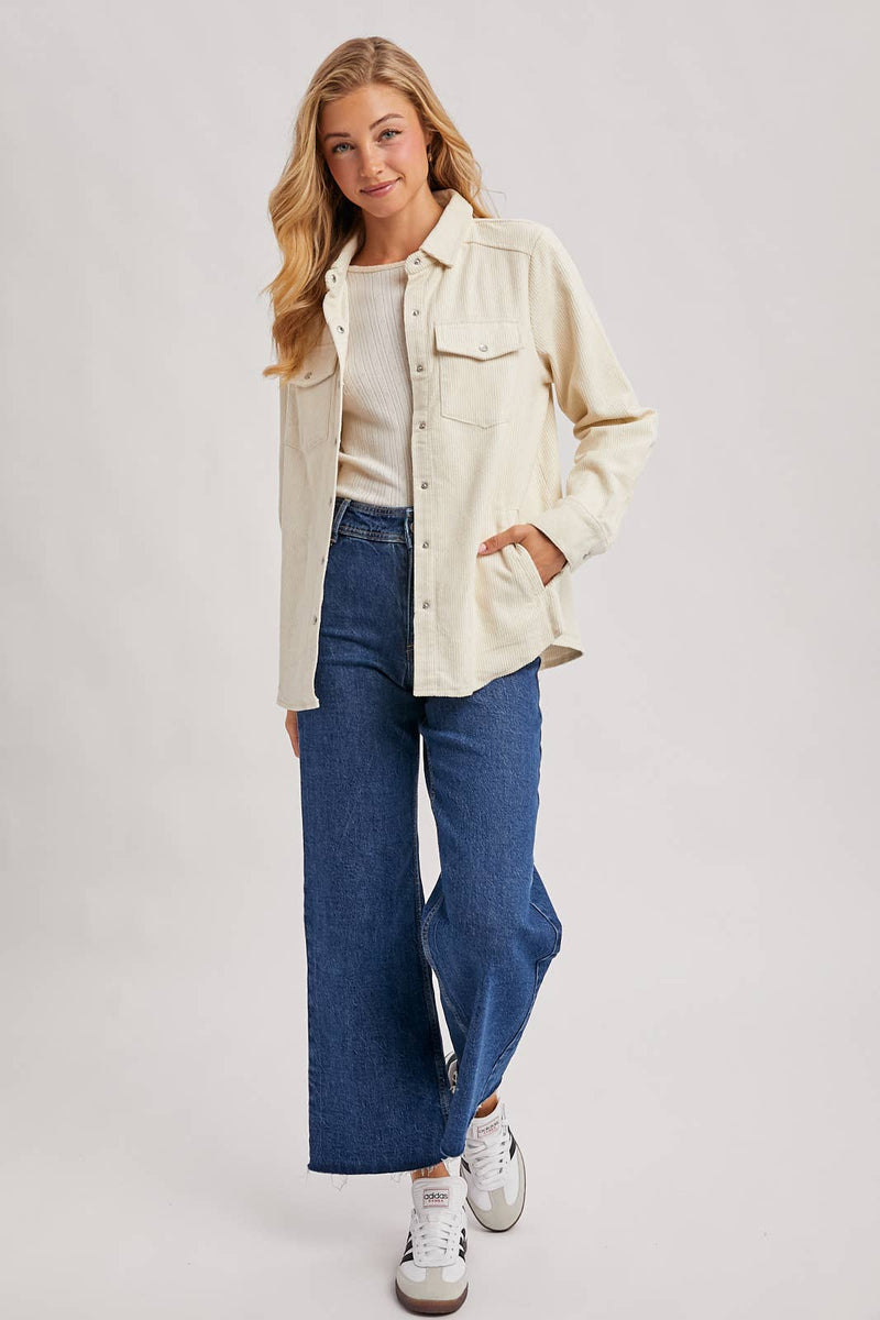 Miranda Corduroy Shacket- Peacock