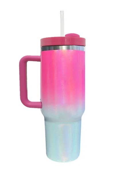 40oz StainlessSteel Tumbler: Ombre Hot Pink Blue