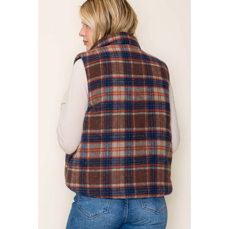 Reversible Plaid and Corduroy Vest