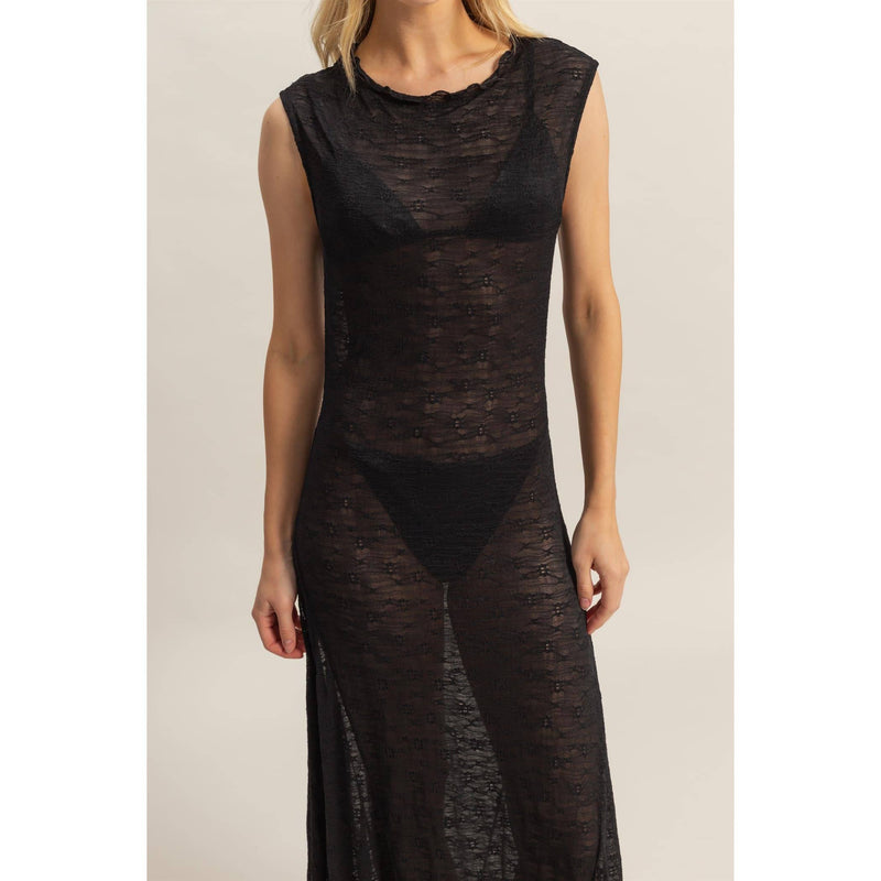 Asymmetrical Hem Lace Maxi Cover up Dress