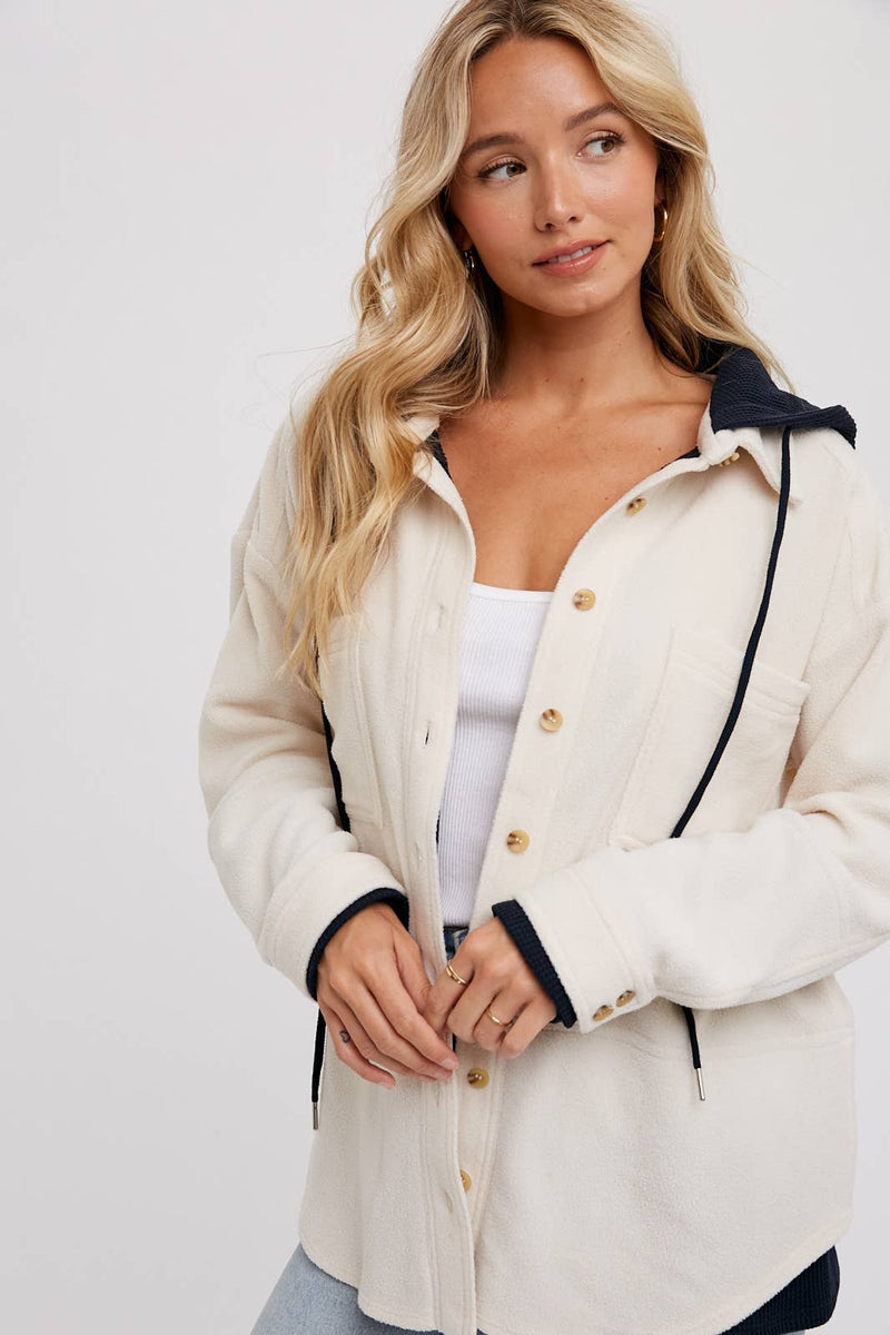 Monice Fleece Shacket with Hood