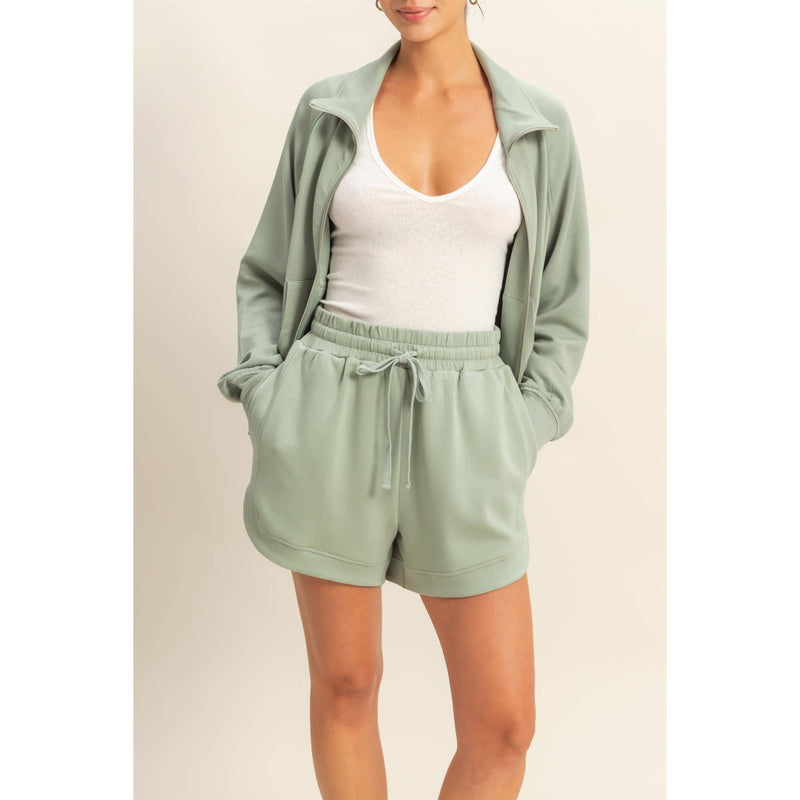 Scuba Elasticized Waist Casual Loose Sweat Shorts
