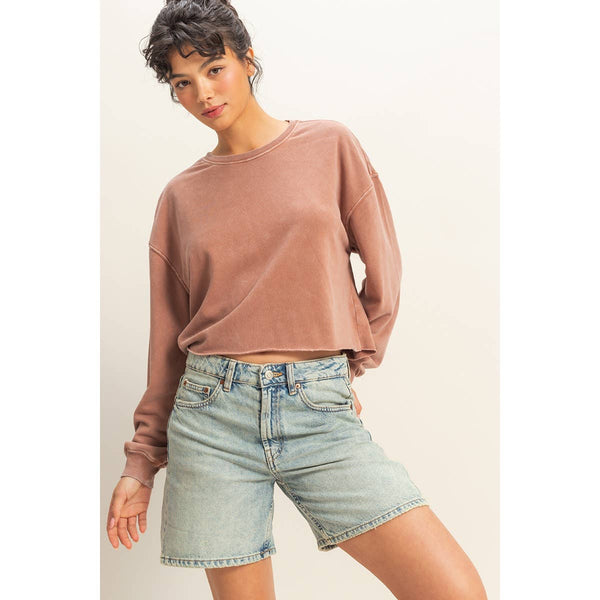 Nita Cropped Sweatshirt With Raw Hem