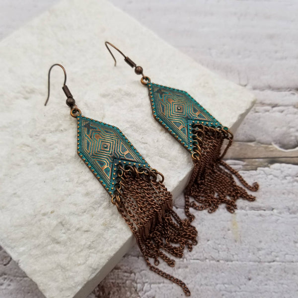 Bronze Colored Medieval Palace Tassel Earrings