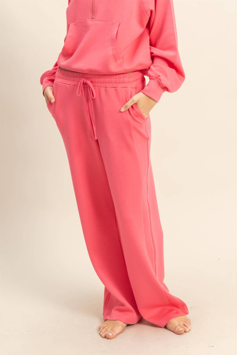 Scuba High-Waist Wide-Leg Drawstring Sweatpants