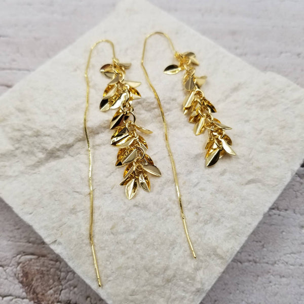 Fall Wheat Ear Long Tassel Earrings