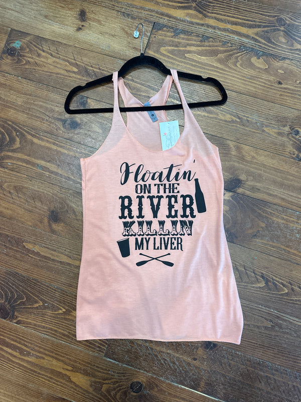 Floatin' On The River Killin My Liver Tank - Peach (small)