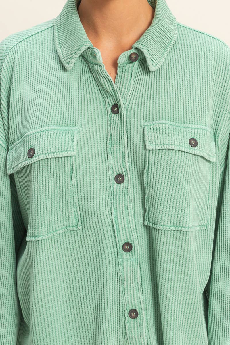 Waffle Button Up Shacket