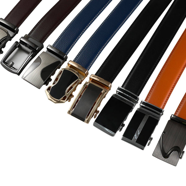 AutoMADtic leather belt: Black w/Black & Gold Style Buckle