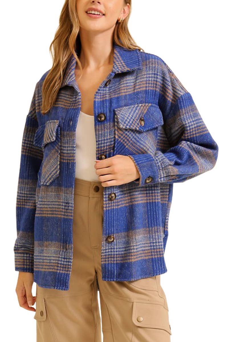 Fall Vibes Plaid Print Shacket