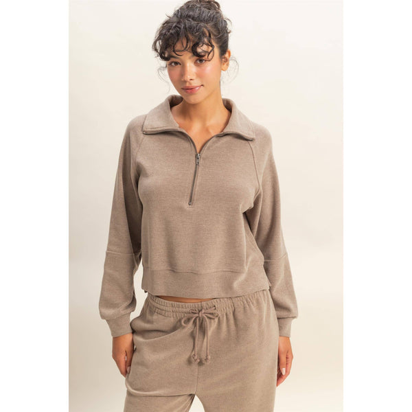 Nicole Soft Ribbed Half-Zip Sweatshirt