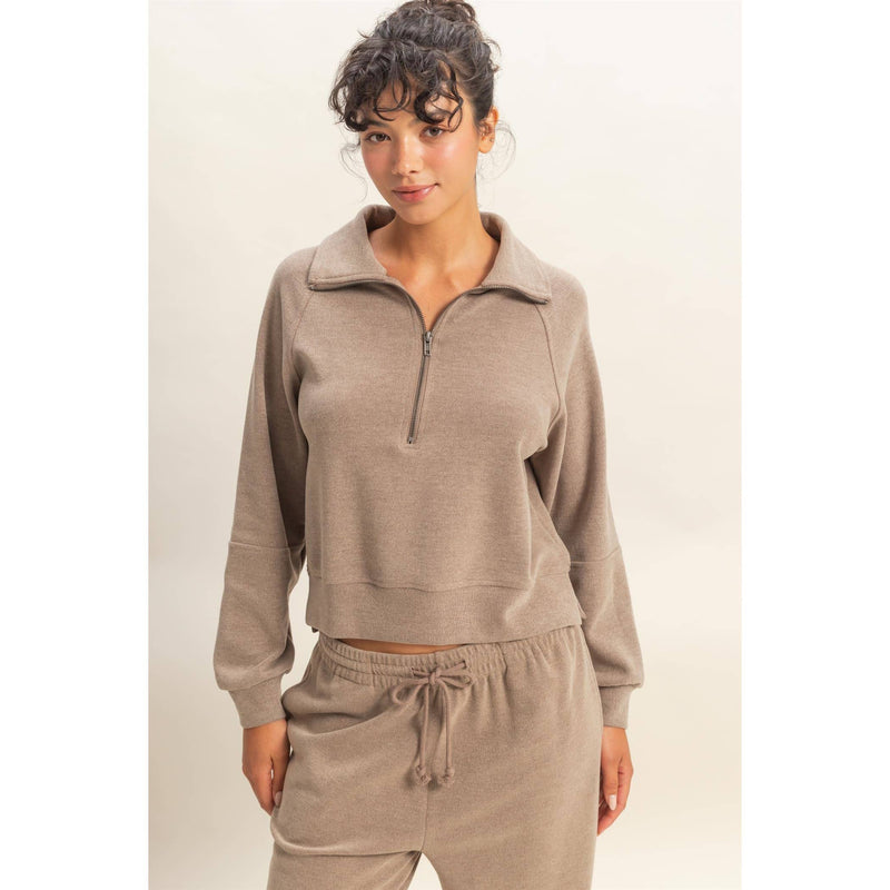Nicole Soft Ribbed Half-Zip Sweatshirt
