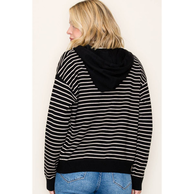 Striped Zip Up Cardigan