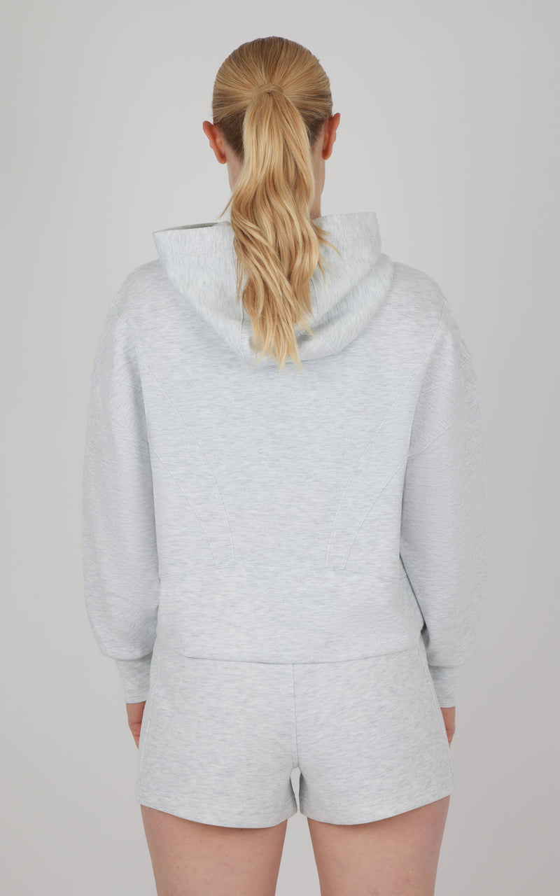 Women's Scuba Hoodie with Seam Details and Shorts - Set