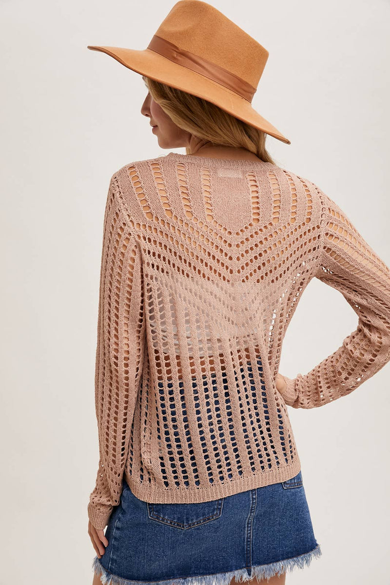 Open Knit Sweater- Sand