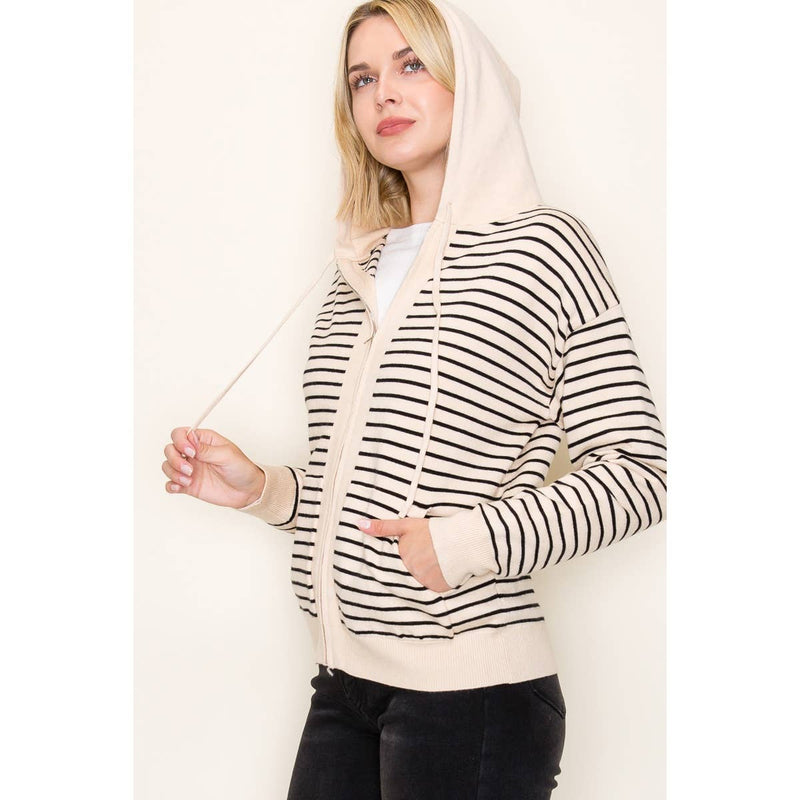 Striped Zip Up Cardigan