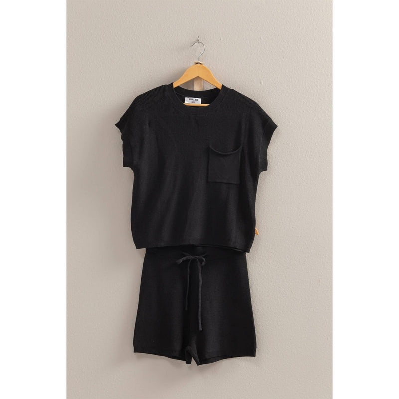 Short Sleeve Sweater And Shorts Set