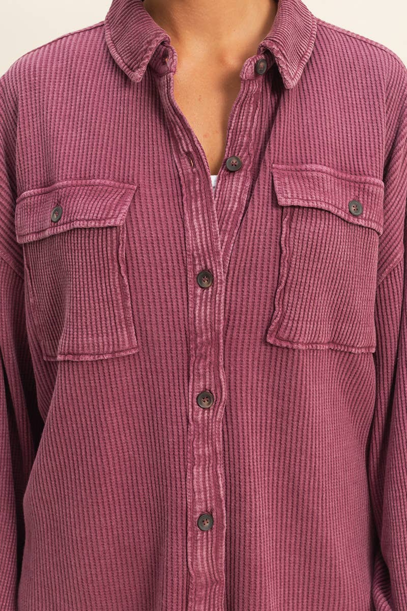 Waffle Button Up Shacket