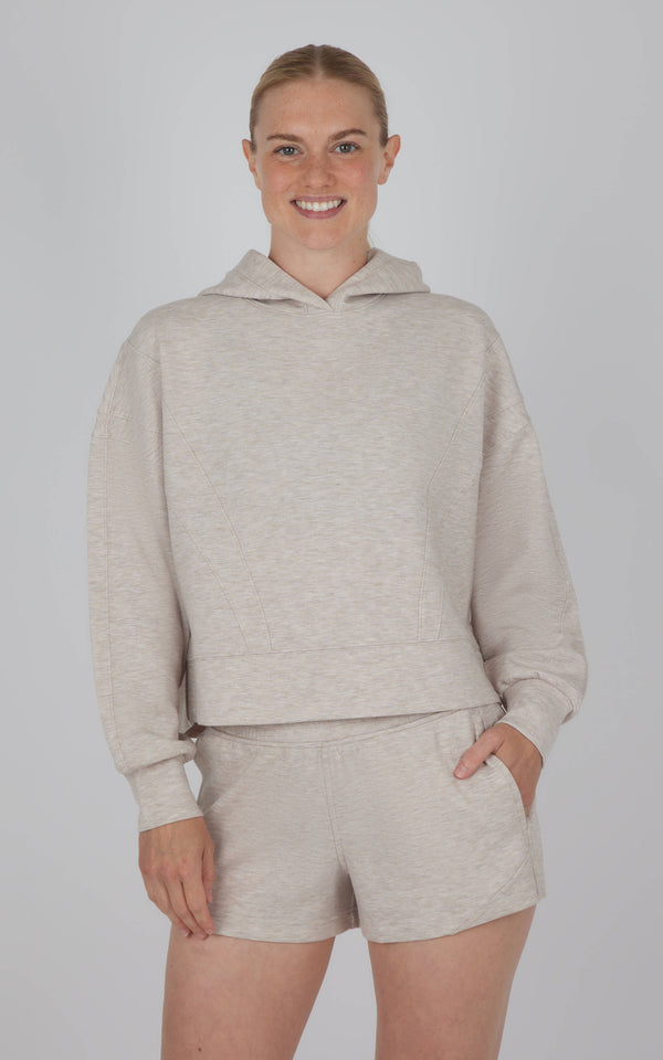 Women's Scuba Hoodie with Seam Details and Shorts - Set