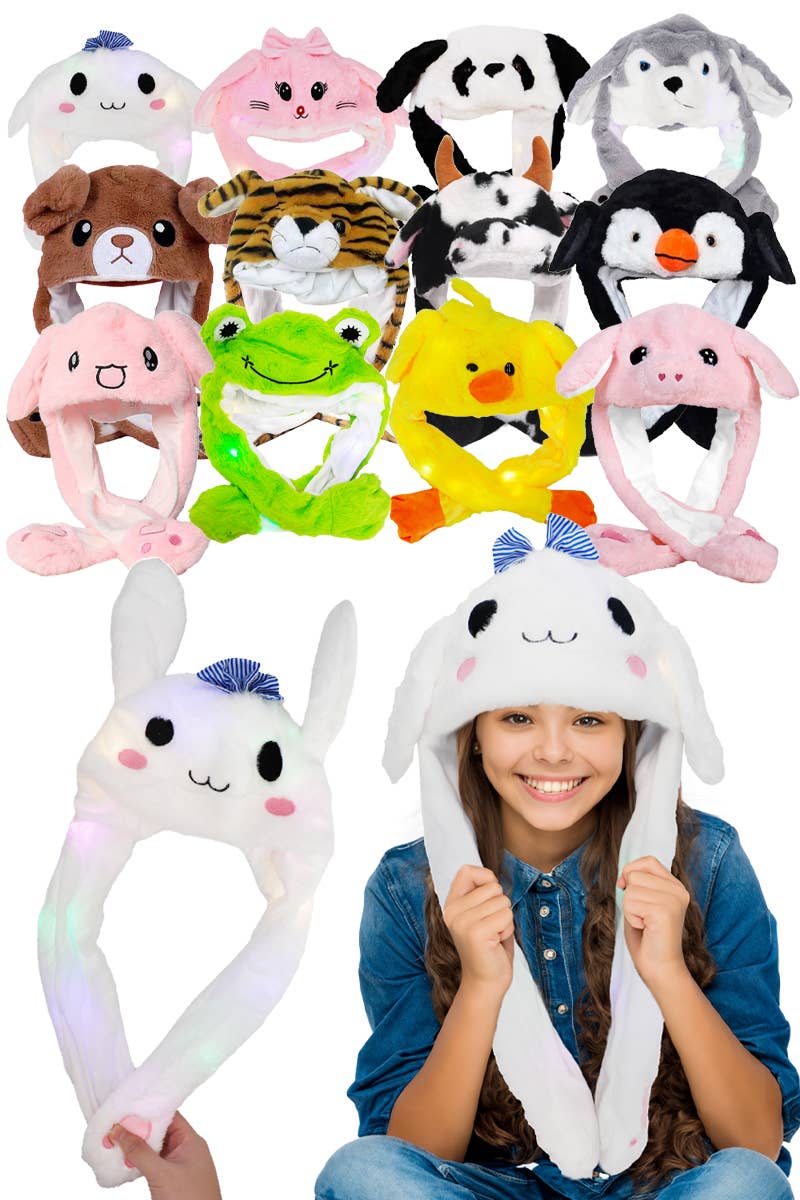 Animal Pals LED Light-Up Ear Moving Fluffy Fur Hat