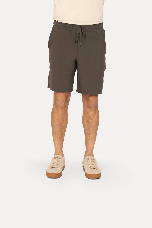 Drawstring Shorts with Pockets: BLACK OLIVE