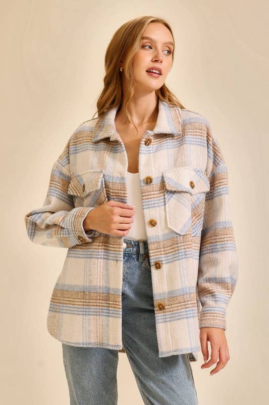 Fall Vibes Plaid Print Shacket