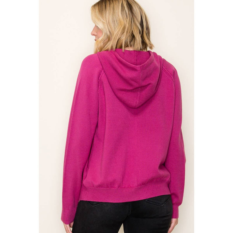 ZIP UP WAFFLE TEXTURED HOODIE JACKET