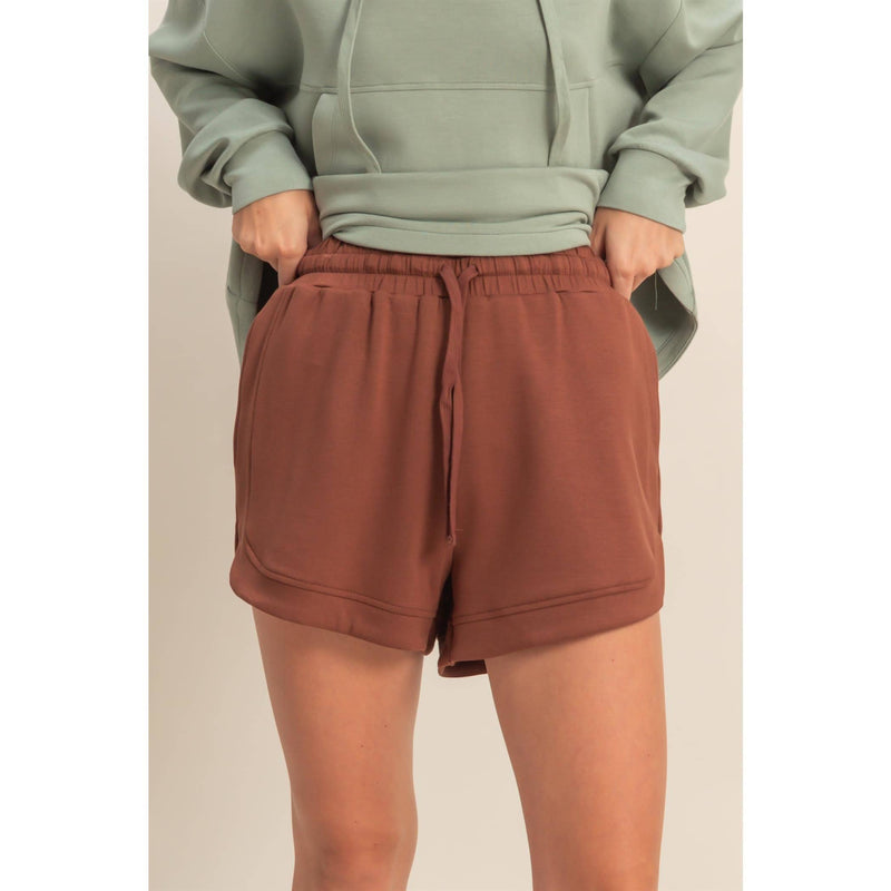 Scuba Elasticized Waist Casual Loose Sweat Shorts