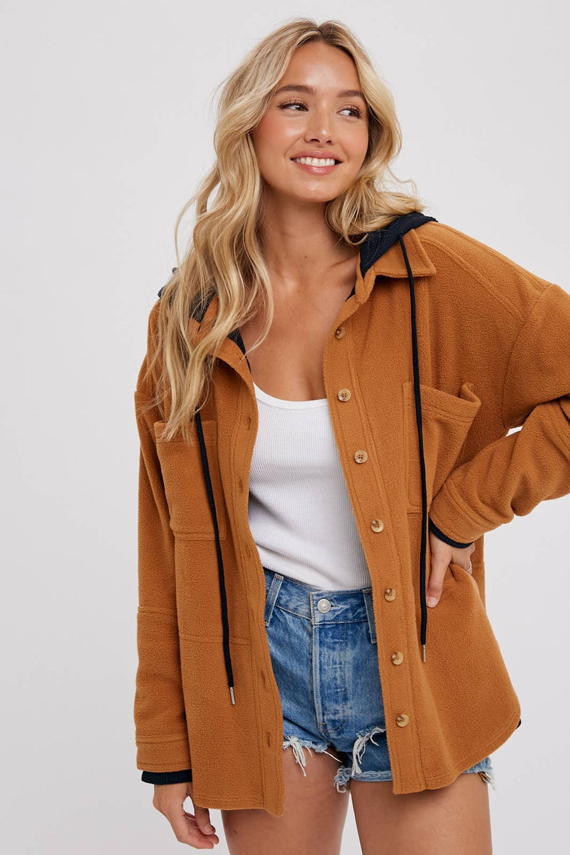 Monice Fleece Shacket with Hood