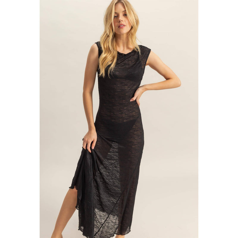 Asymmetrical Hem Lace Maxi Cover up Dress