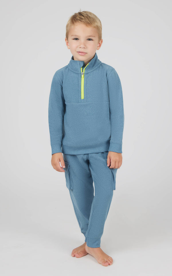Toddler Boys Melange Fleece Half Zip and Jogger