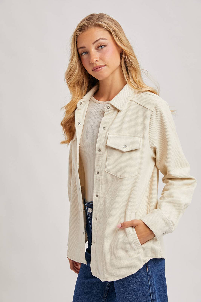 Miranda Corduroy Shacket- Peacock
