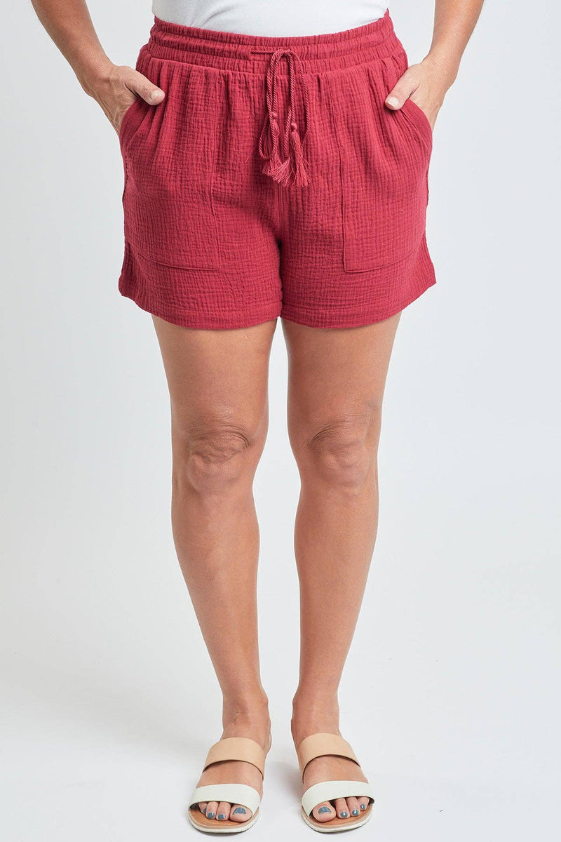 Missy Double Gauze Shorts With Porkchop Pockets