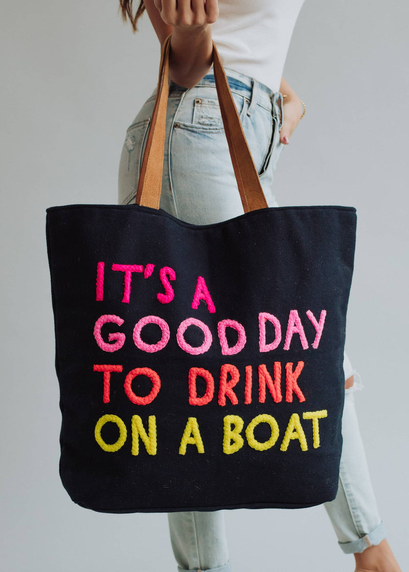 Giant Drink On A Boat Tote- Multiple Colors