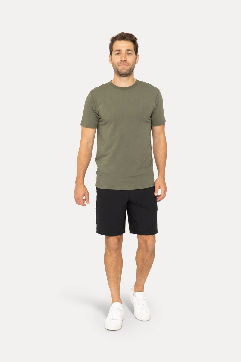 Drawstring Shorts with Pockets: BLACK OLIVE