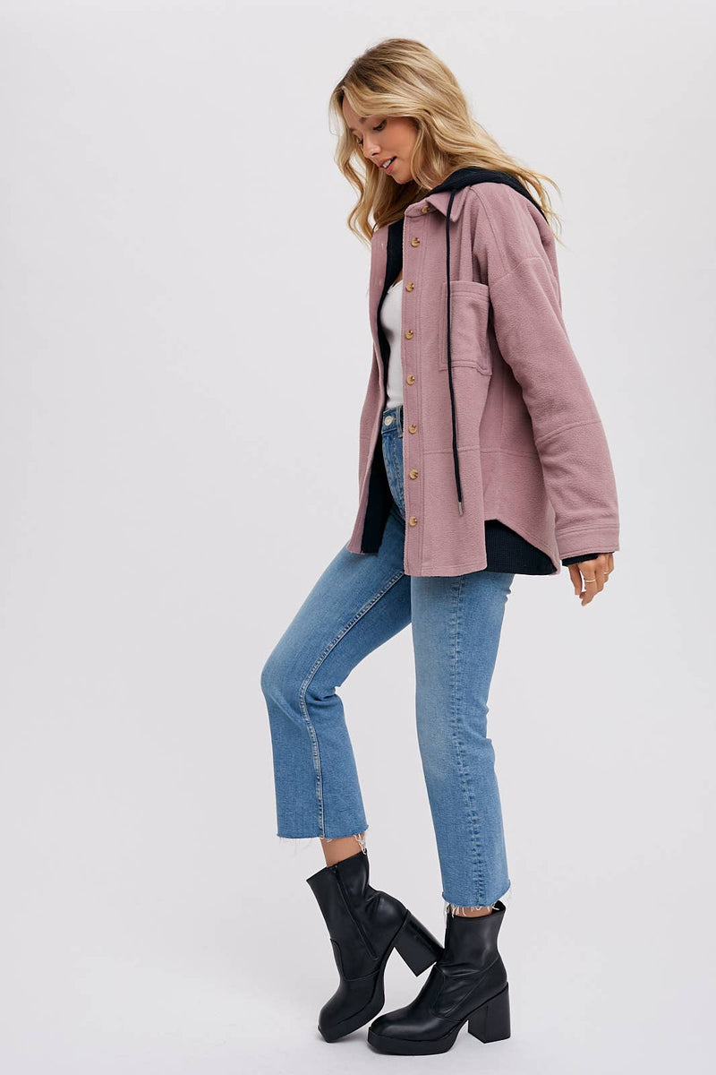 Monice Fleece Shacket with Hood
