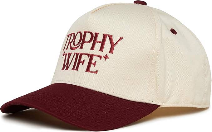 Trophy Wife Trucker Hat - Burgundy/Beige
