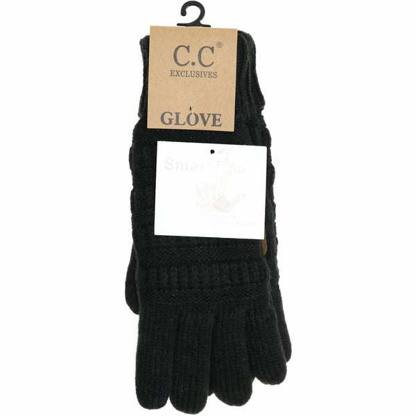 Women's Knit CC Gloves with Fuzzy Lining