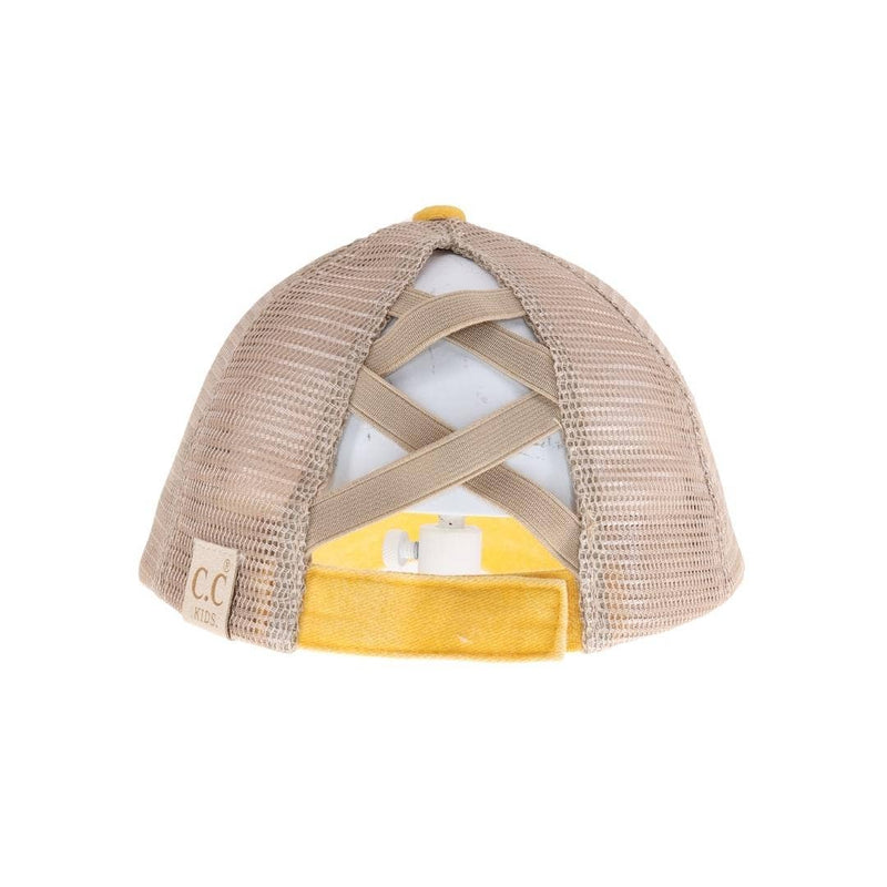 KIDS Embroidered Bee HappyHat: Yellow