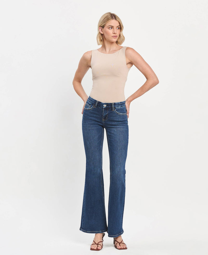 Leah Braided Belt Jeans by Flying Monkey