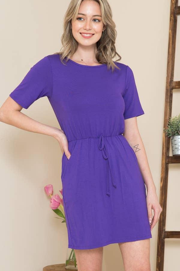 Penelope Short Sleeve Dress- Purple