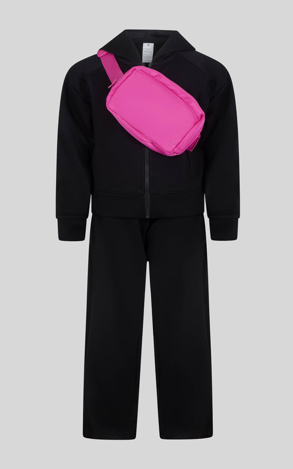 Little Girls Jacket, Wide Leg Pant, and Bag Set