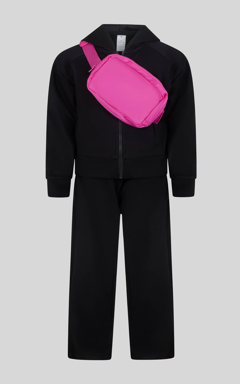 Little Girls Jacket, Wide Leg Pant, and Bag Set