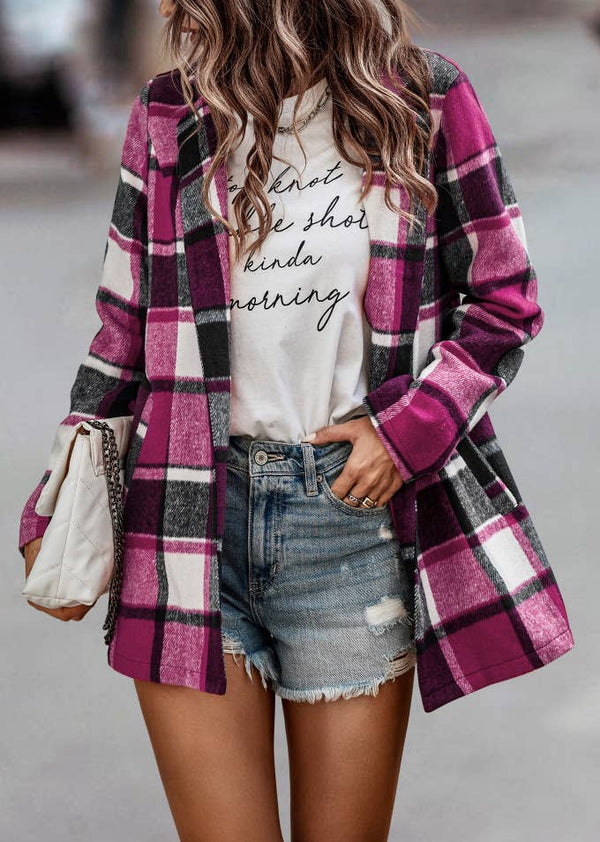 Plaid Open Blazer Jacket